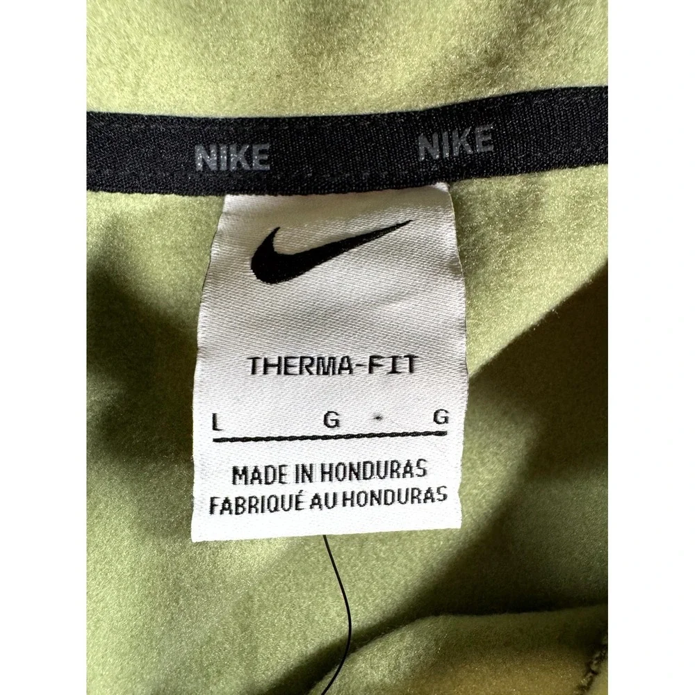 Nike Therma Fit Hoodie Men Large Heather Green Pullover Kangaroo Pockets Sports